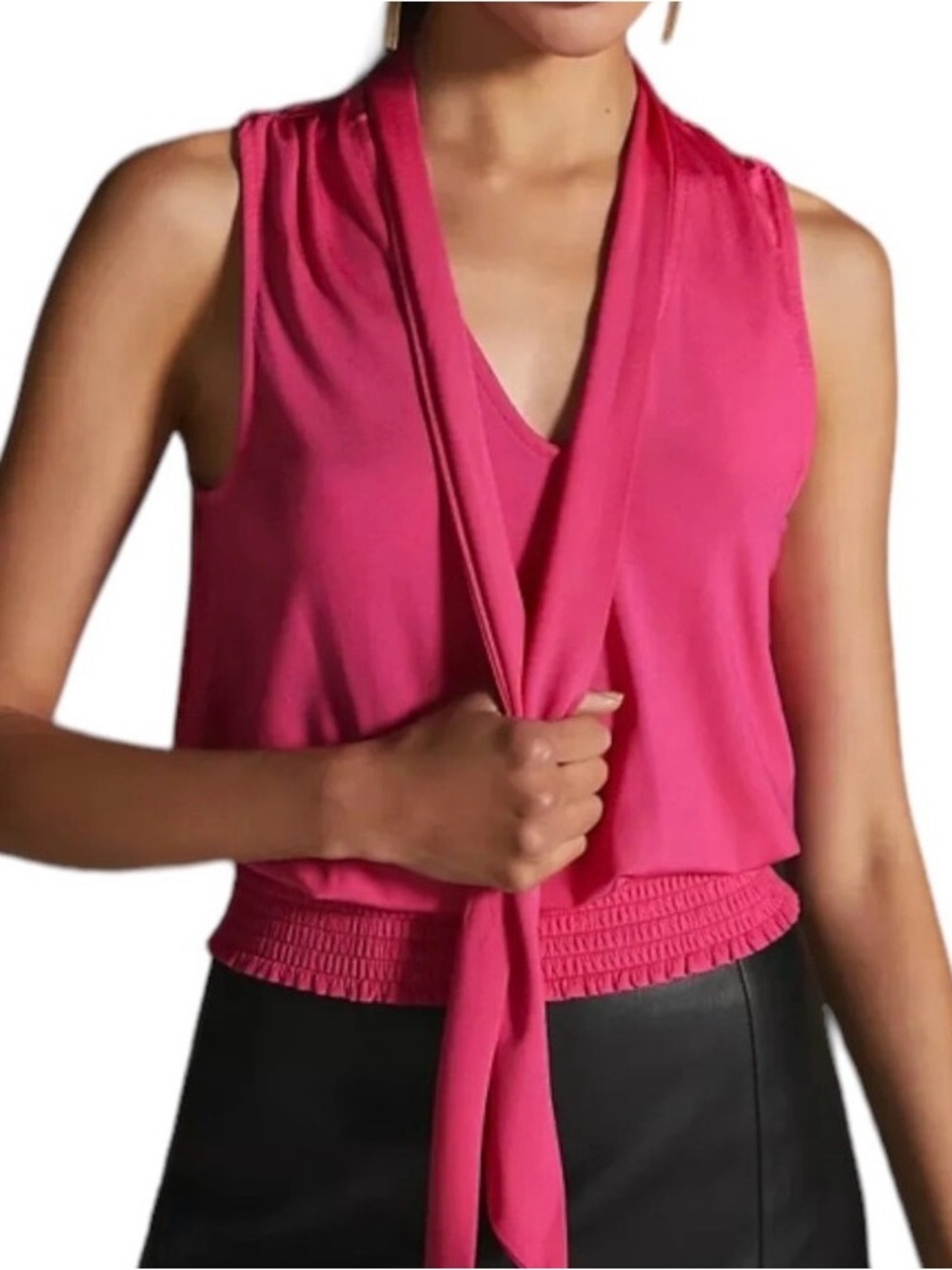 NWT Anthropologie - Fuschia Tie-Neck Sleeveless Camisole